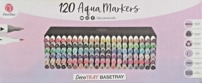 DécoTime Twinmarker Set 120 Farben Wasserbasis Dual Marker Stifte +Deko Tray NEU