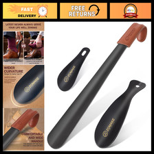 Long Handle Shoe Horn for Seniors  Kids - Metal Boot Helper 16.5" Travel Spoon