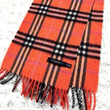 Burberry London Check Skinny Schal Kaschmir Wolle Lachs Rosa 42,5 in Gebraucht