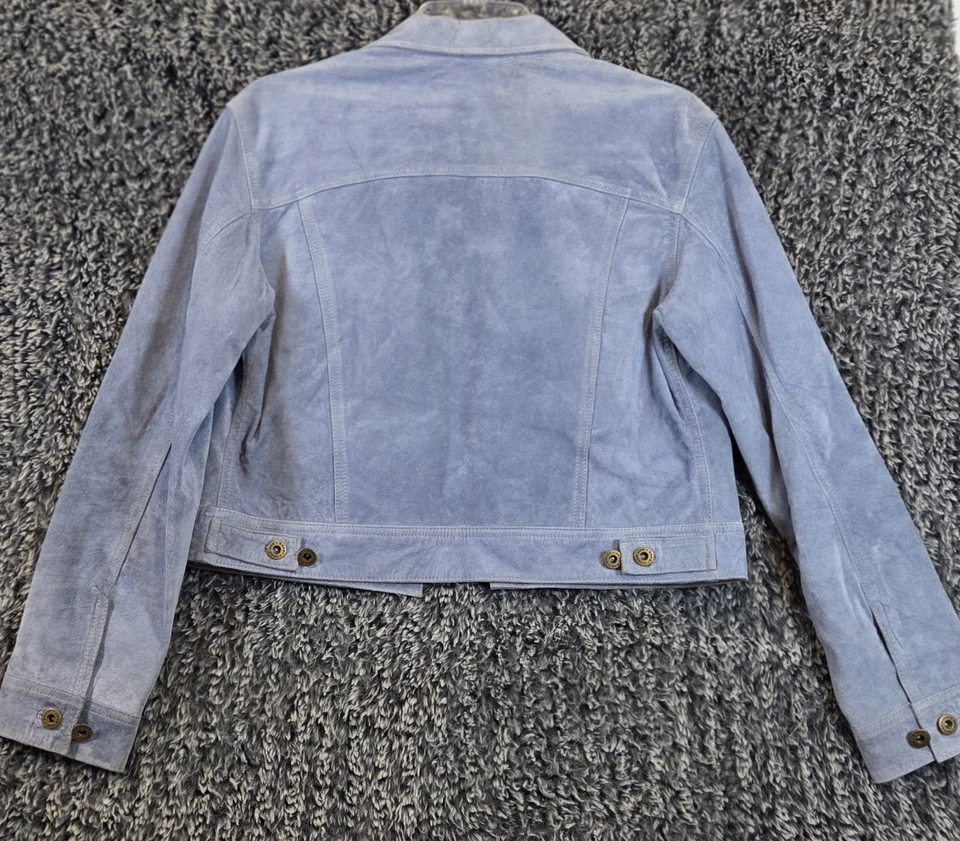 Suede Leather Jacket Women’s Size Large Blue Button Up Jane Doe Collection - Image 2 of 4