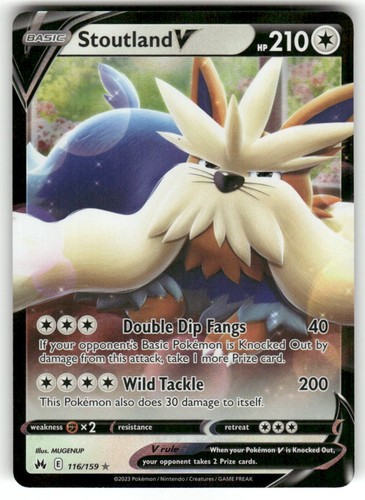 Stoutland V 116/159 Holo Ultra Rare Crown Zenith Pokemon Near Mint