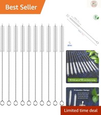 Eco-Friendly 10-Pack Straw Brushes with Stainless Steel Handle - Easy Cleaning