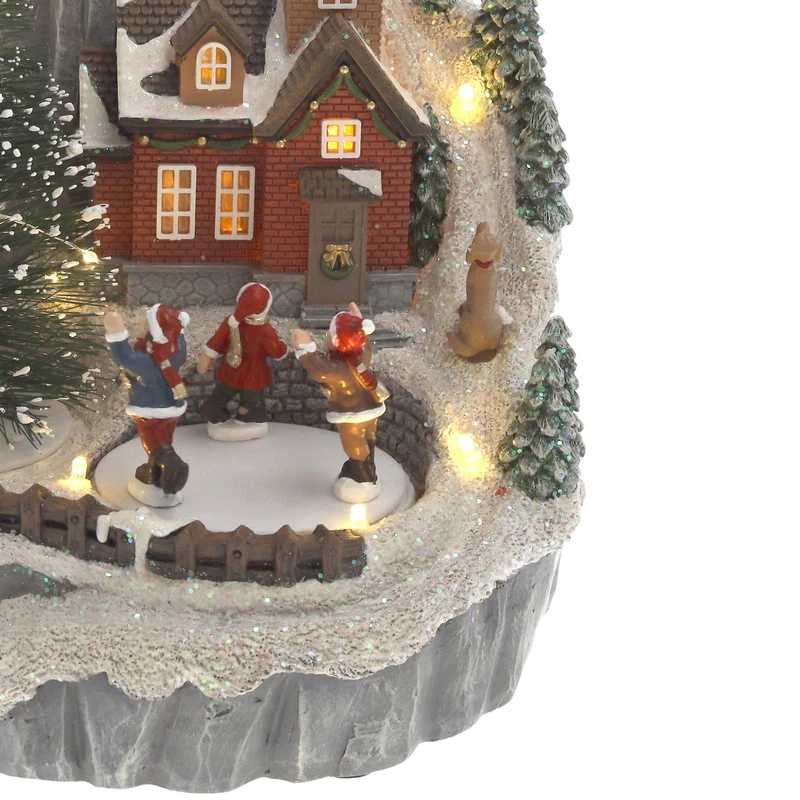 Giostrina Natalizia Paesaggio di Montagna Villaggio Natale Decorazione H 26 cm, fotografia 8 di 9