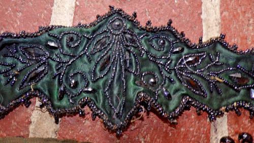 2 pezzi applique vittoriane nere antiche/vintage con perline + 68 perline - Foto 10 di 23