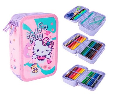 Hello Kitty Jumper 3 Pink 1   3-Fach Federmäppchen mit kompletter Ausstattung