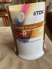 TDK DVD-R 1-16x Print On White Disques Discs 100 Pack Spindle 4.7GB 1-16X NEW