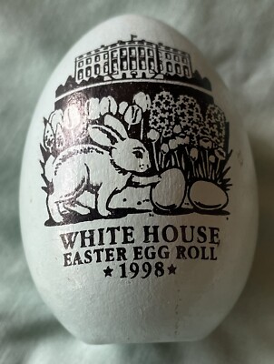 1998 White House REB Wood Easter Egg roll. Signed by Bill & Hillary Clinton.