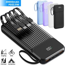 NEW 20000mAh Power Bank PD22.5W Fast Charger with 4 Cables for Phone Heated Vest