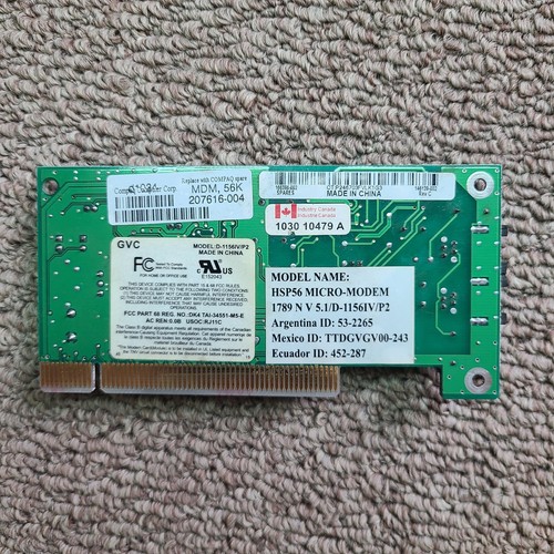 GVC Modem Model D-1156IV/P2 For Windows PC's HSP56 Micro Modem Compaq Computers - Picture 5 of 8