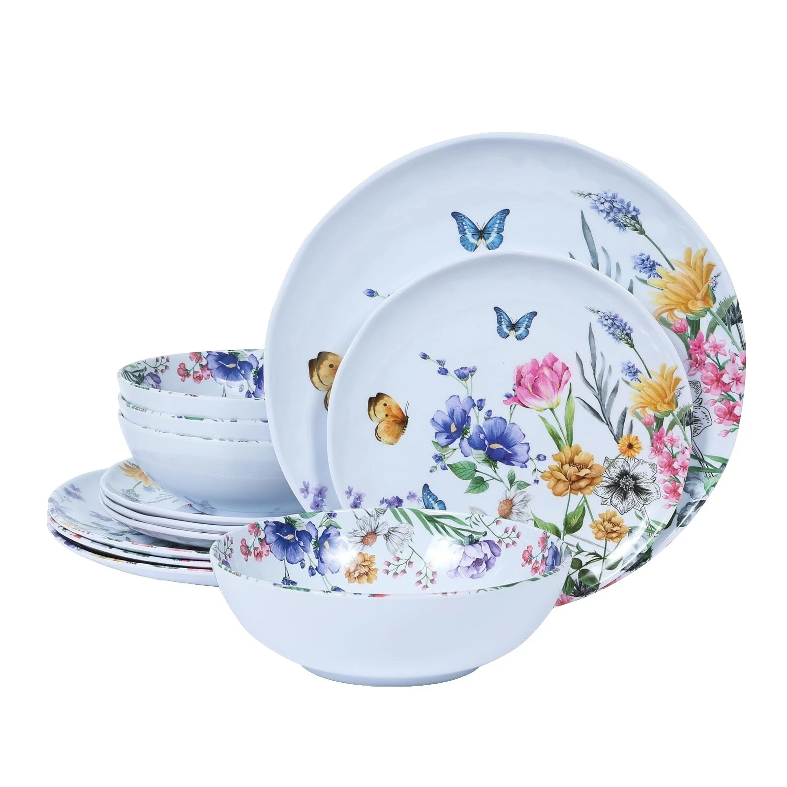 Melamina Tazón Floral Servicio de Cena Conjuntos