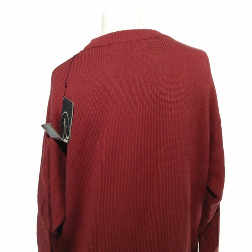 QBC Men's Large Red Long Sleeve Diamond Crew Neck Pullover Heavy Knit Sweater - Picture 4 of 9