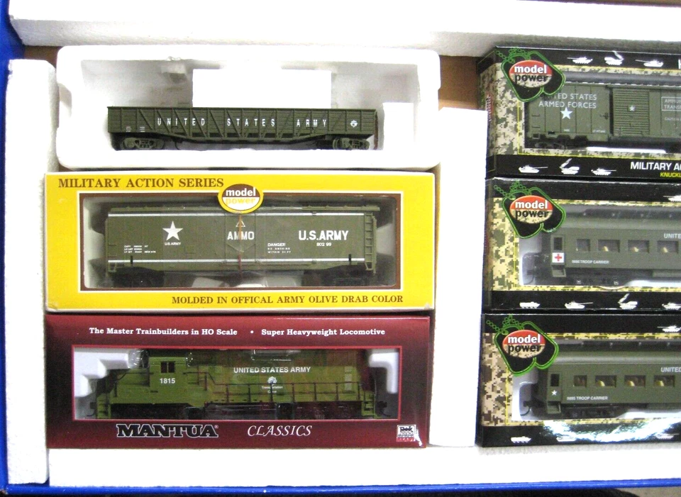 HO U.S. ARMY SET GP-20 LOCOMOTIVE AND 5 CARS + TROOPS MODEL POWER # RRGP-2015 - Image 2 of 4