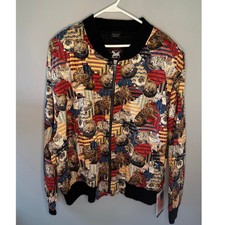 Nwt Vintage Infinity Chic Cat Kitten Print Full Zip Bomber Jacket Coat Womens 2x