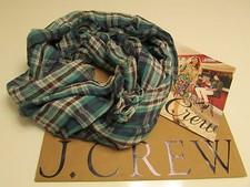 NEW Authentic J.Crew TEAL PLAID SCARF