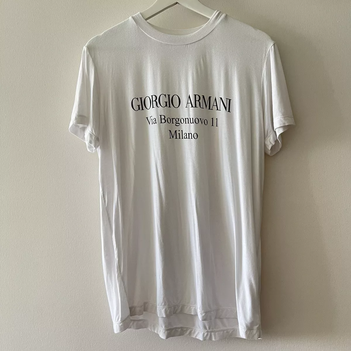 Giorgio Armani Women’s T-shirt white Via Borgonuovo Milan 11 Milano sz 42