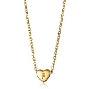 Authentic Dainty Gold Plated Heart Initial Letter Pendant Necklace for Girls Kids Jewelry