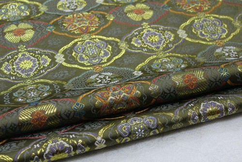 Faux Silk Brocade(Lucky Round Flower)Jacquard Damask Kimono Fabric Material*Bu16 - Picture 20 of 21