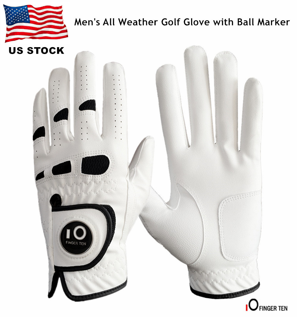 Golf Gloves Mens Ball Marker 2 Pack Left Hand Right Lh Rh Leather Grip