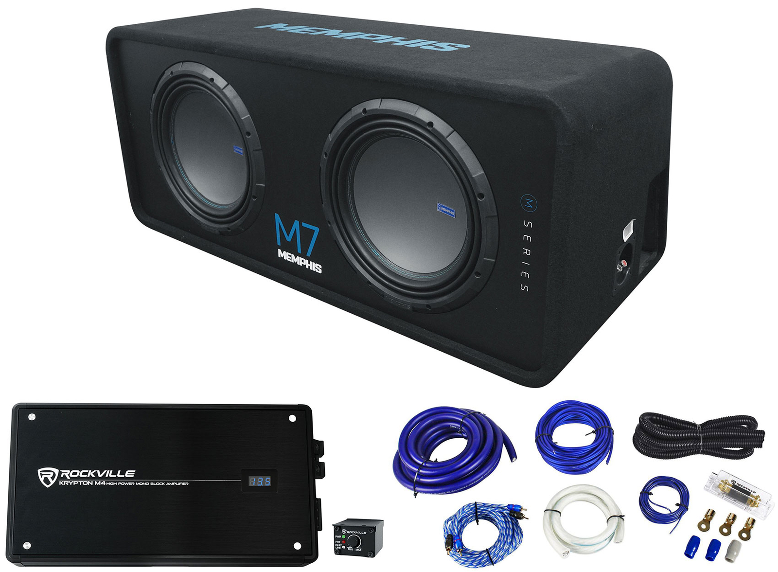 Memphis Audio M7E12D1 M7 Dual 12 автомобильных сабвуферов мощностью 3000 Вт Усилитель Комплект проводов 90590₽