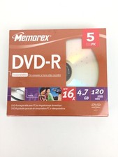Memorex DVD-R 5 Pack Recordable DVDs - 16x 4.7GB 120MIN