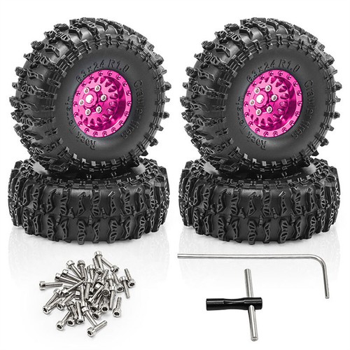 Aluminum 1.0" Beadlock Wheel Rim &Tires For 1/18 TRX4M 1/24 SCX24 AX24 RC Car - Picture 14 of 28