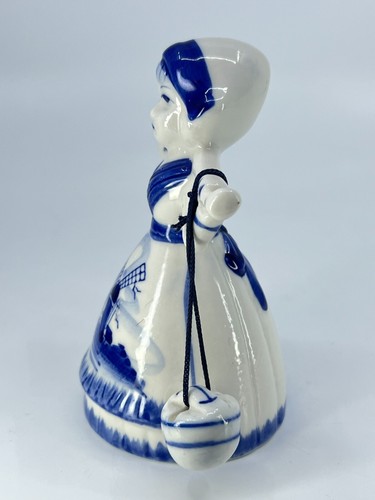 Vintage Delft Dutch Milk Maid Bell Figurine w/ Buckets Windmill Design Denmark - Picture 18 of 21