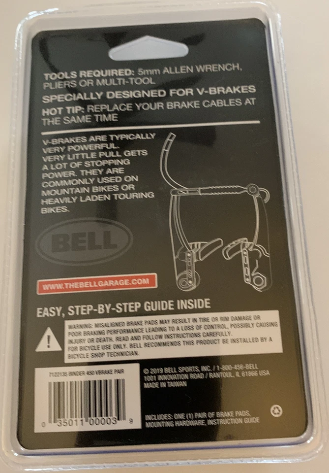 Bell Binder 450 Premium V-Brake Bicicleta Bicicleta Pastillas de Freno Universal Foto 2 de 4