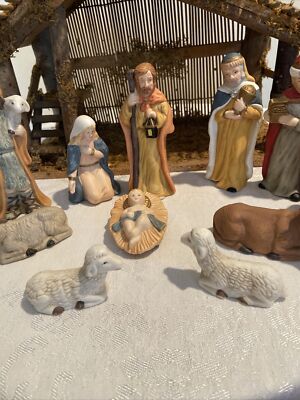 Vintage Porcelain Bisque Christmas Nativity Scene 12 Piece Set | eBay