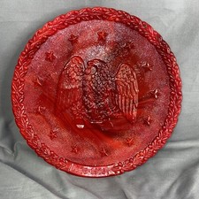 Fenton Art Glass American Eagle 1976 Bicentennial Red Plate Daniel Webster