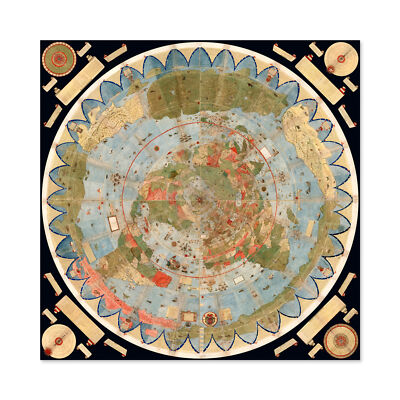 Karte Monte 1587 zusammengesetzte Weltbildkarte großer Wandkunstdruck quadratisch 24x24