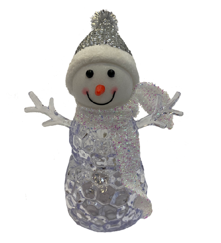 MUÑECO DE NIEVE BRILLANTE CON LUZ LED MULTICOLOR CON SOMBRERO DECORACIÓN NAVIDAD NAVIDAD - Imagen 6 de 14