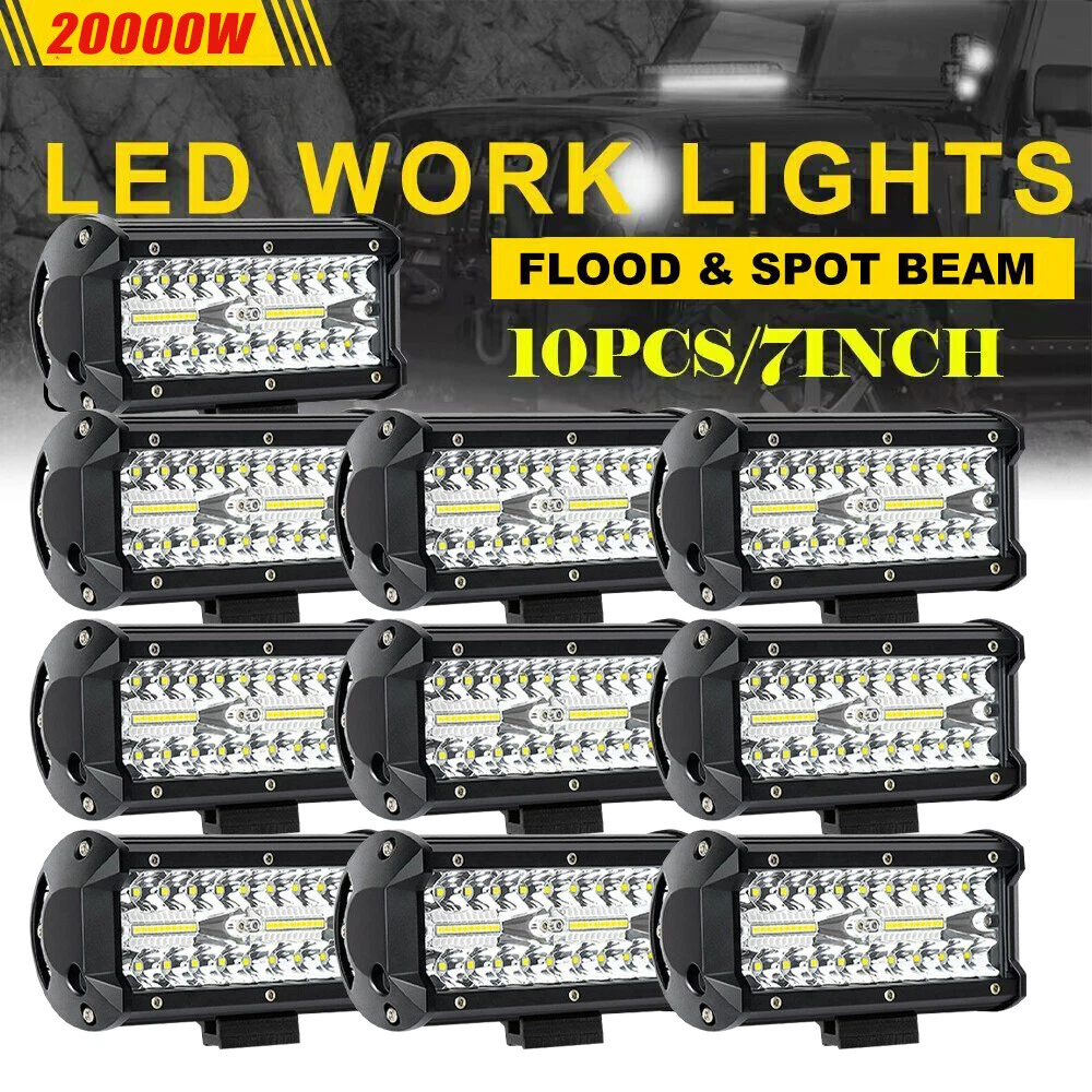 7 Yellow LED Work Light Bar 4WD Offroad SPOT Pods Fog ATV SUV UTV Driving Lamp