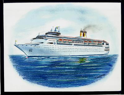 Original Art Work ... m/s COSTA  CLASSICA .... cruise ship... Costa Cruises