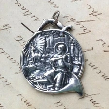 St Hubert Large Medal - Sterling Silver Antique Replica