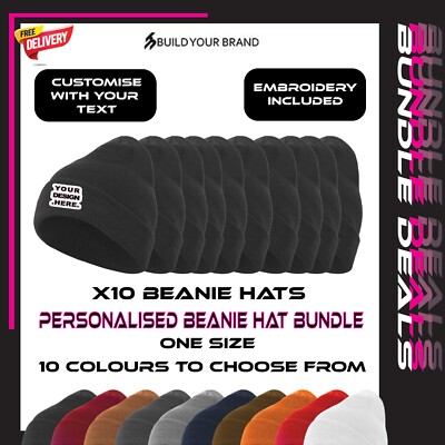 Personalisiertes Beanie Paket Mütze 10 bestickt Ihr Text individuell Arbeitskleidung Unisex