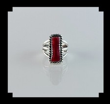 Handcrafted Sterling and Coral Ring Size 7
