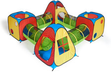 8 in 1 Pop up Children Play Tent House with 4 Tunnel, 4 Tents for Boys, Girls, B