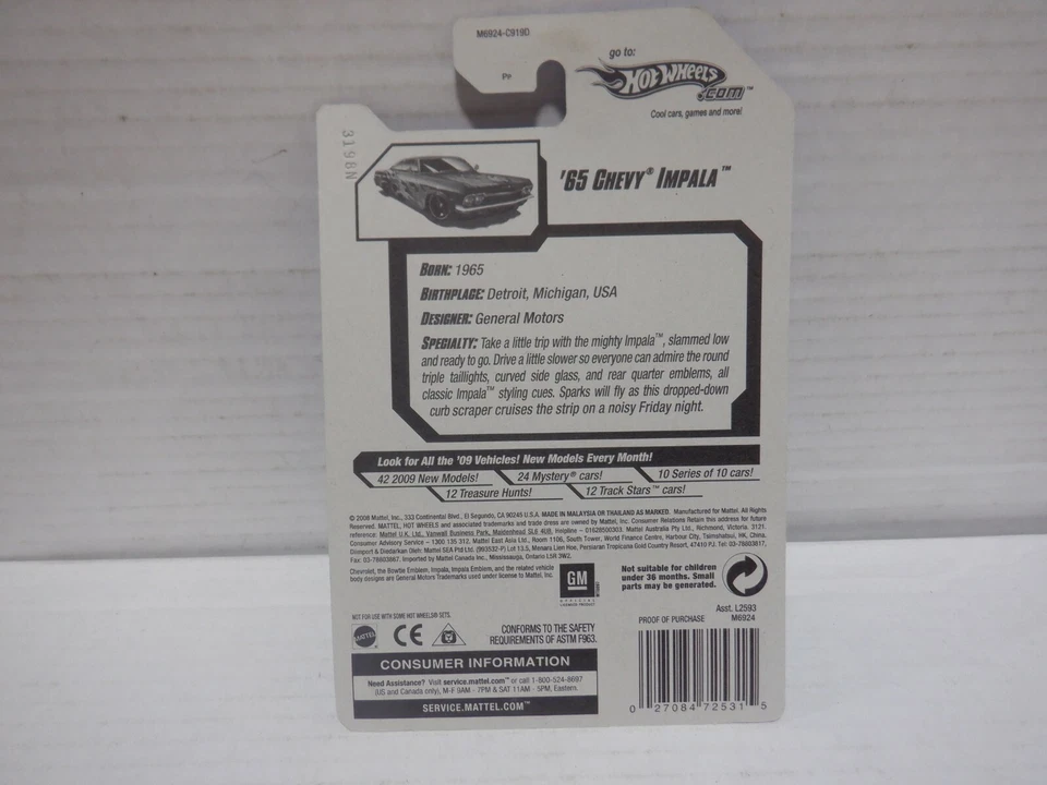 Hot Wheels 2008 All Stars '65 Chevy Impala (18/36) 020821MGL4   - Image 2 of 2