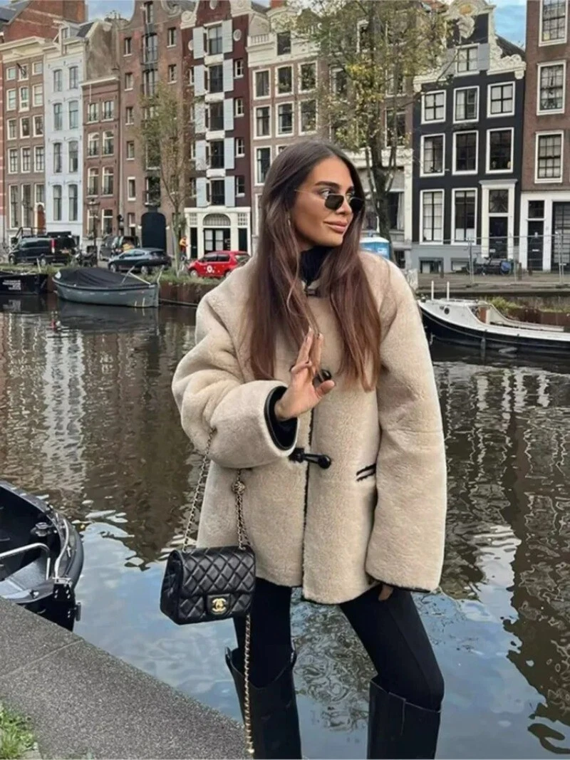 Faux Fur Fleece Jacket Women Single breasted Fur Coat 2023 Fall