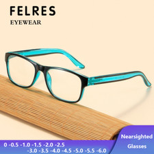Square Blue Light Blocking Myopia Nearsighted Glasses Men Women Fashion Glasses