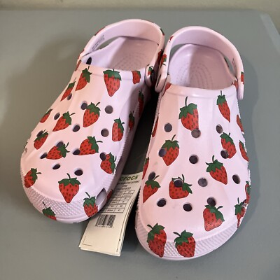 NWT CROCS Baya Strawberry Printed Clog Size M10/W12 Pink