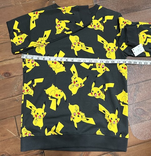 NWT! Pokemon Pikachu Sweatshirt Youth Large Grey All Over Print Long Sleeve - Picture 8 of 9