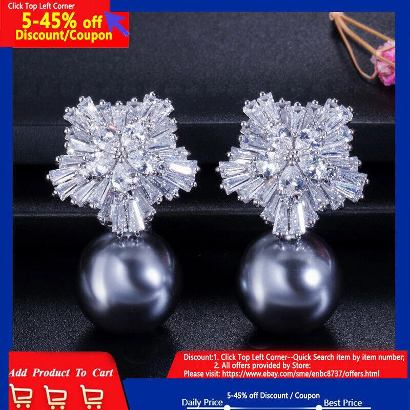 Pearl cubic outlet zirconia earrings