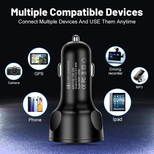 66W Ładowarka samochodowa Adapter 4-portowy USB Fast Load PD 3.1A QC3.0 Wykrywanie napięcia - Zdjęcie 5 z 8