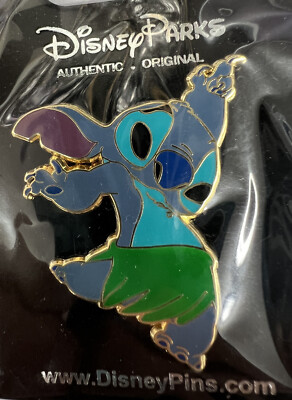 Disney Lilo& Stich Offiziell Metall Tauschen Pin Stich Hula Tanzend Grün Rock