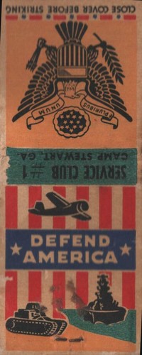 Match Book Cover - Service Club #1 - Camp Stewart GA - Defend America - Bild 1 von 2