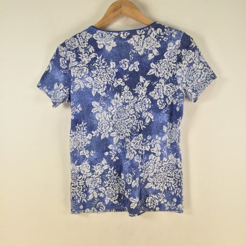 Karen Scott womens t shirt size S blue floral short sleeve round neck 110159 - Picture 6 of 9