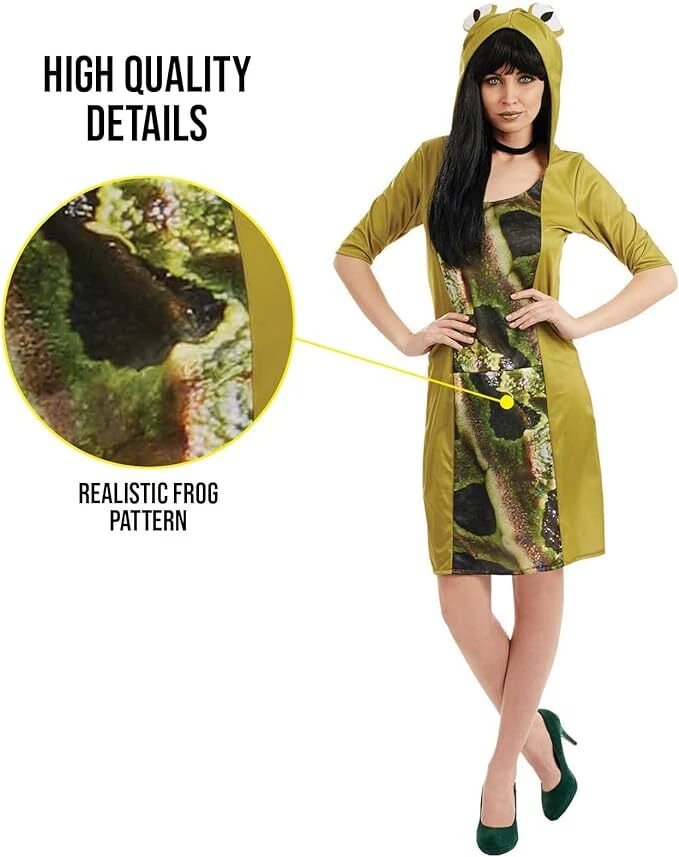 VENTA Disfraz Dama Rana S - XL Mujer Verde Animal Vestido Halloween Foto 4 de 4