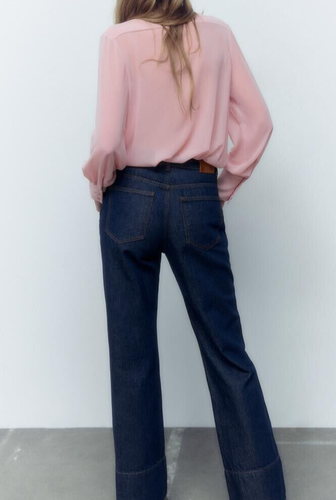 BNWT ZARA SEMI-SHEER SHIRT WITH PATCH POCKETS DUSKY PINK REF: 2157/240/620 SMALL - Picture 8 of 12