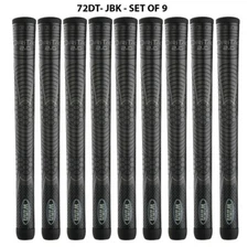 Set of 9 -Winn DRI-TAC 2.0 OVERSIZED Jet Black Golf Grip - 72DT-JBK -